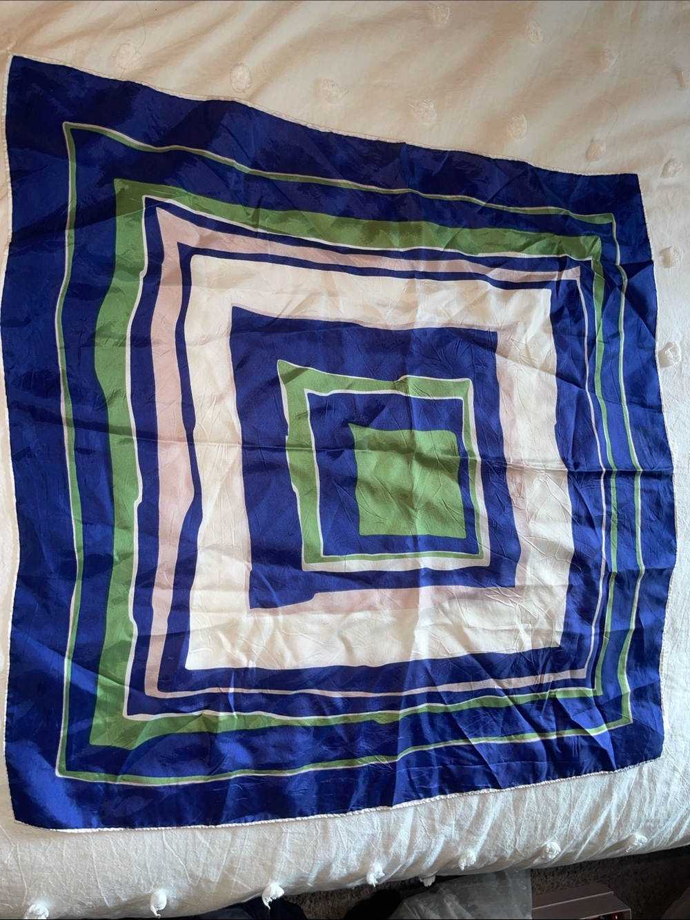 Geometric Square Throw in Blue, Green & White - Home Bedding Accent